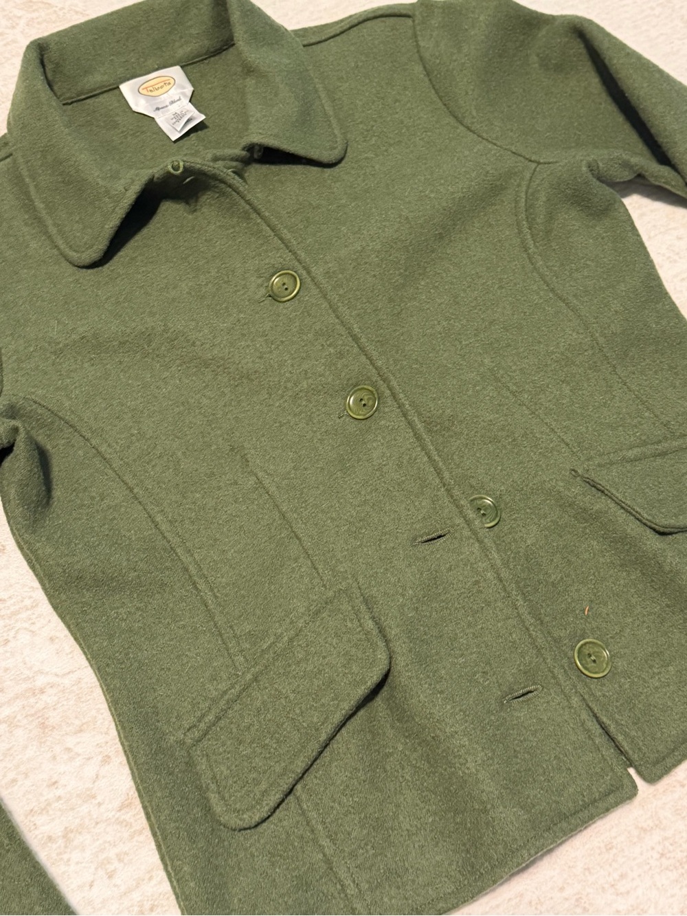 Talbots Olive Green Button-Front Wool Jacket - Picture 2 of 9